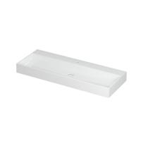INK United Wastafel Porselein met 1 Kraangat incl. Porseleinen Click Plug en Verborgen Overloop Systeem - 1200x450x110 mm - Glans Wit - thumbnail
