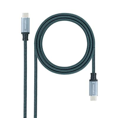 NANOCABLE 10.01.4101-L150-COMB - USB 3.1 Gen2 10Gbps 5A, 4K/60Hz, USB-C/M-USB-C/M, mesh, grijs/zwart, 1,5 m