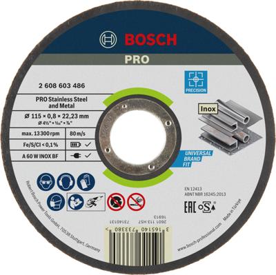 Bosch Accessories 2608603486 2608603486 Doorslijpschijf recht 115 mm 1 stuk(s) Staal Bosch Accessories 2608603486 2608603486 Doorslijpschijf recht 115 mm 1 stuk(s) Staal
