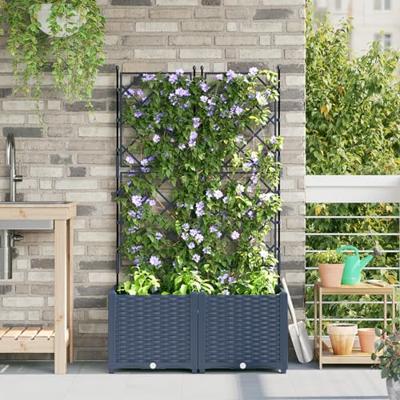 Tuin Bloempot 2 pcs Grijs 80 x 40 x 143 cm Staal