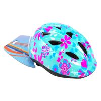 Volare kinder fietshelm xs blauw roze bloemetjes 47-51 cm extra klein model - thumbnail