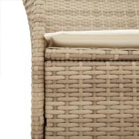 Tuinstoelen 2 st met kussens poly rattan en massief hout beige - thumbnail