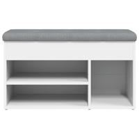 Schoenenbank 82x32x45,5 cm bewerkt hout wit - thumbnail