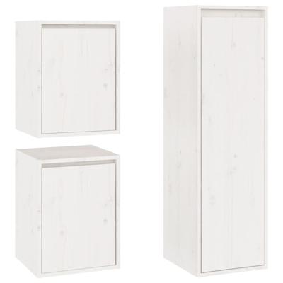Tv-meubelen 3 st massief grenenhout wit
