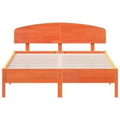 Bedframe zonder matras massief grenenhout wasbruin 150x200 cm