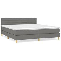 Boxspring met matras stof donkergrijs 160x200 cm - thumbnail