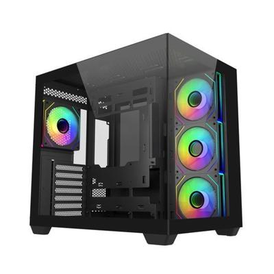 Cooler Master Elite 681 Midi-tower PC-behuizing Zwart 4 voorgeïnstalleerde LED-ventilators, Zijvenster