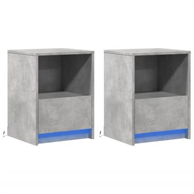 Nachtkastjes met LED-verlichting 2 st bewerkt hout betongrijs