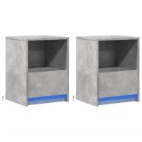 Nachtkastjes met LED-verlichting 2 st bewerkt hout betongrijs - thumbnail