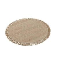 J-line - Tapijt Rond+franjes Weefsel Wol Beige Small - 150x150x2cm - thumbnail