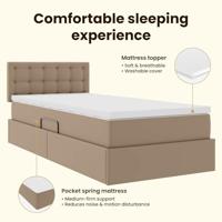 Opbergbed met LED met matras Cappuccino 90 x 200 cm Nep Leer - thumbnail