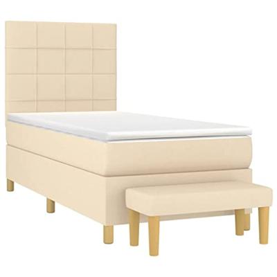 Boxspring met matras stof crèmekleurig 100x200 cm