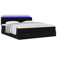 Ottoman bed met matrassen en LED's 160x200cm stof zwart - thumbnail