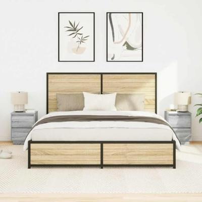 Nachtkastjes met LED 2 st 38x34x50 cm grijs sonoma Nachtkastjes met LED 2 st 38x34x50 cm grijs sonoma