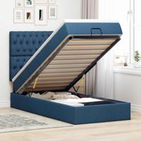 Bed met matras 90x200 cm stof blauw - thumbnail