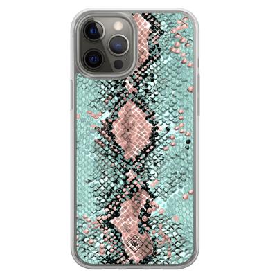iPhone 12 (Pro) hybride hoesje - Snake pastel