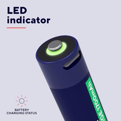 Trust Via USB-C oplaadbare AA-batterijen (4 stuks) Batterij Blauw - thumbnail