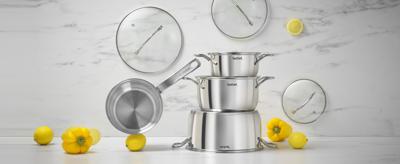 Tefal B864S7 Intuition Pannenset 7-delig RVS/Glas