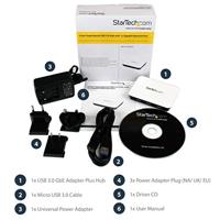 StarTech.com USB 3.0 naar gigabit Ethernet NIC netwerkadapter met 3-poorts hub - wit - thumbnail