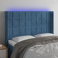 Hoofdbord LED 147x16x118/128 cm fluweel donkerblauw - thumbnail