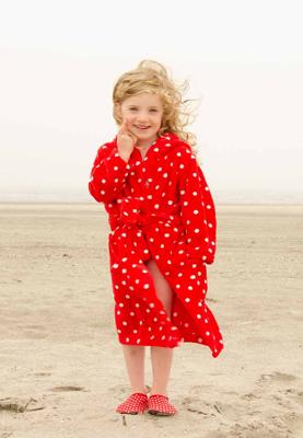 Playshoes badjas Stippen Rood Wit-158-164