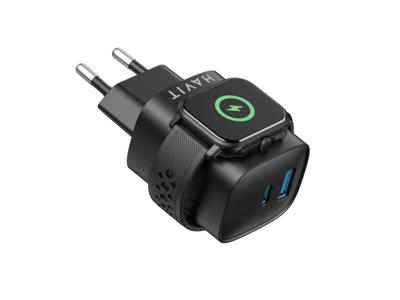 Havit UC132 EU - GaN 22 W dual-port lader met draadloze oplaadoptie, zwart - thumbnail