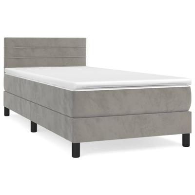 Boxspring met matras fluweel lichtgrijs 90x190 cm