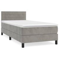 Boxspring met matras fluweel lichtgrijs 90x190 cm - thumbnail