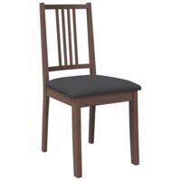 Eetkamerstoelen met kussens 2 st massief hout rubber bruin - thumbnail