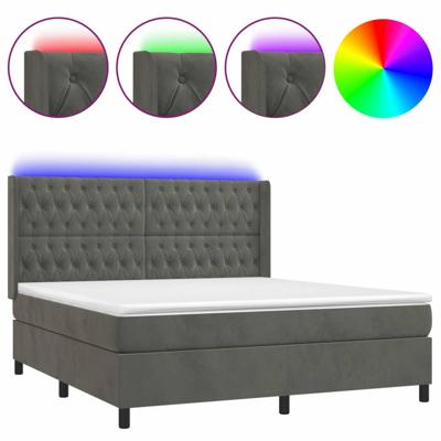 Boxspring met matras en LED fluweel donkergrijs 180x200 cm
