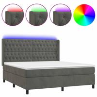 Boxspring met matras en LED fluweel donkergrijs 180x200 cm - thumbnail