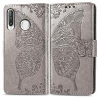 Butterfly Love bloemen reliëf horizontale Flip lederen case voor Huawei P30 Lite/Nova 4e met houder & kaartsleuven & portemonnee & Lanyard (grijs) - thumbnail