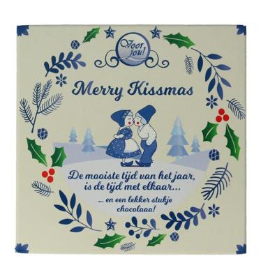 Voor Jou! Wensreep Delftsblauw Kerst merry kissmas 90 Gram Voor Jou! Wensreep Delftsblauw Kerst merry kissmas 90 Gram