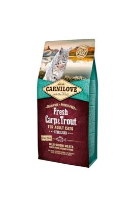 CARNILOVE Kat Gesteriliseerd Verse Karper en Forel - droog kattenvoer - 6 kg