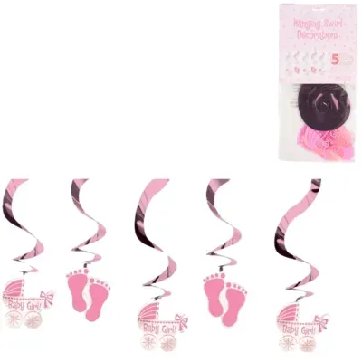 Amscan Spiraal hanger baby girl folie 61 cm set van 5 | 24 stuks