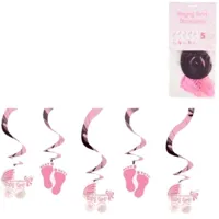 Amscan Spiraal hanger baby girl folie 61 cm set van 5 | 24 stuks - thumbnail