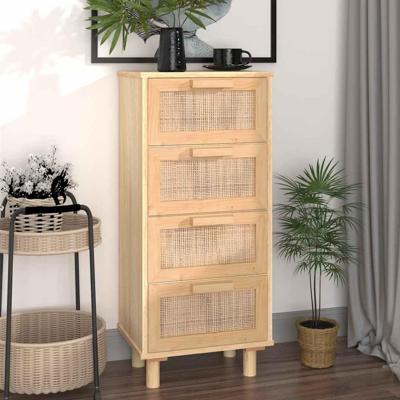 Dressoir 40x30x90 cm massief grenenhout en rattan bruin Dressoir 40x30x90 cm massief grenenhout en rattan bruin