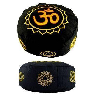 Yogi & Yogini Meditatiekussen Rond Katoen Zwart - Chakra - 33 x 17 cm