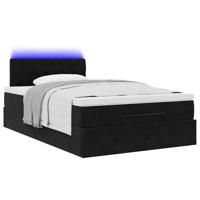 Ottoman bed met matras en LED's 90x190cm fluweel zwart - thumbnail