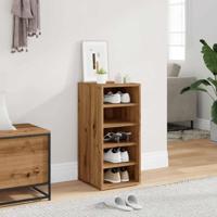 Schoenenkast 32x35x70 cm bewerkt hout artisanaal eikenkleur - thumbnail