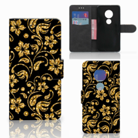 Motorola Moto G7 Play Hoesje Gouden Bloemen - thumbnail