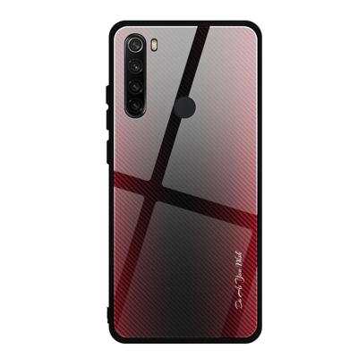 Voor Xiaomi Redmi Note 8 koolstofvezel textuur gradiënt kleur glas geval (rood) Voor Xiaomi Redmi Note 8 koolstofvezel textuur gradiënt kleur glas geval (rood)