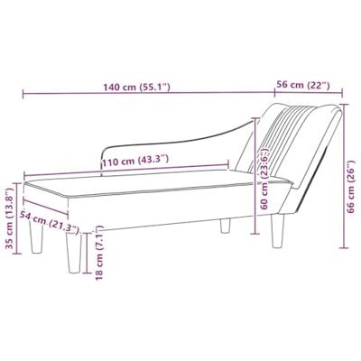 Chaise longue met rechterarmleuning fluweel zwart