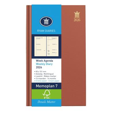 Agenda 2026 Ryam Memoplan 7 Nappa 7dagen/2pagina&apos;s assorti