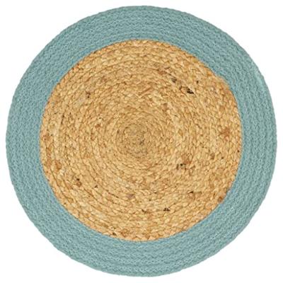 VidaXL Placemats 4 st 38 cm jute en katoen natuurlijk en groen