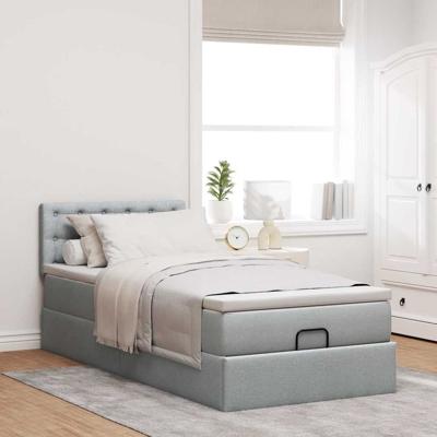 Ottoman bed met matras 140x200cm stof lichtgrijs