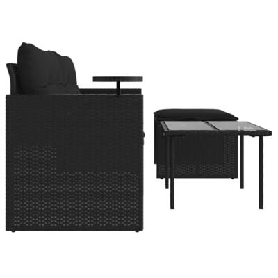 3-delige Loungeset met kussens poly rattan zwart 3-delige Loungeset met kussens poly rattan zwart