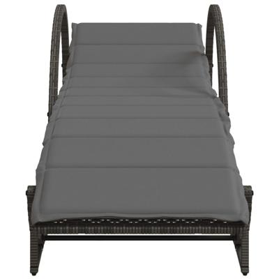 Ligbedden 2 st met kussens poly rattan grijs - thumbnail