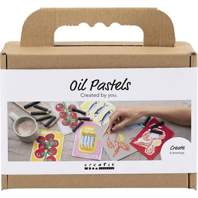 Creativ Company Mini hobbyset oliepastel, grijs, wit, 1 doos