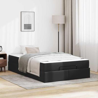 Bedframe met matras met matras Zwart 120 x 200 cm Kunstleer